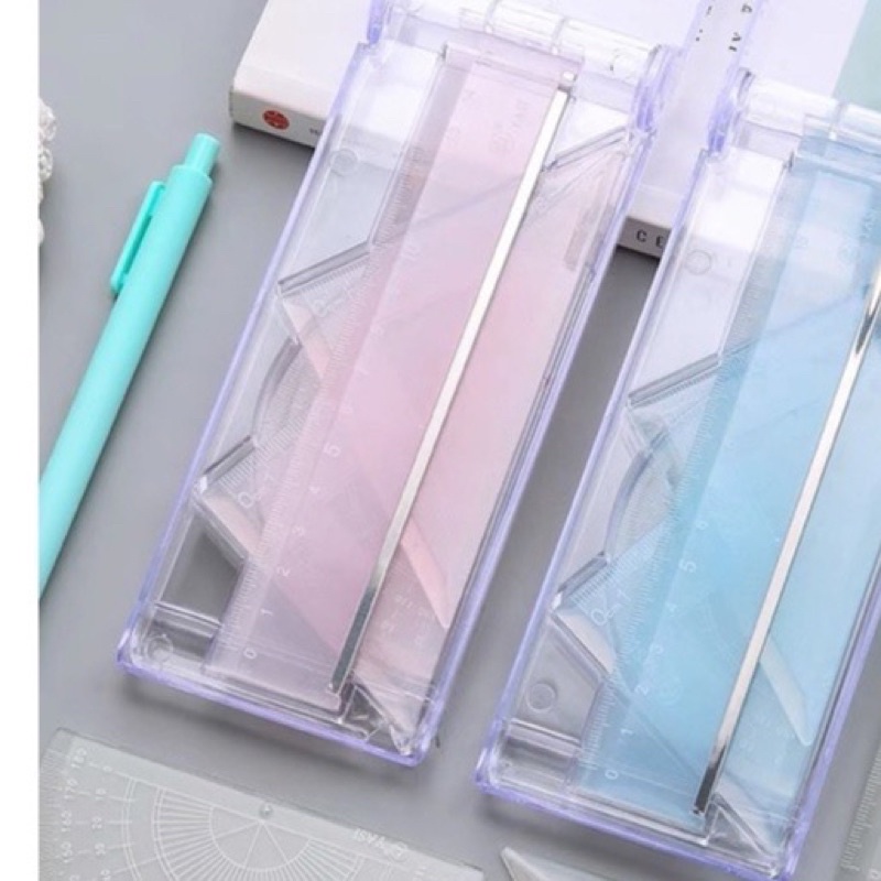 4 in 1 set of triangles and protractor 15cm and 18cm metal ruler in ...