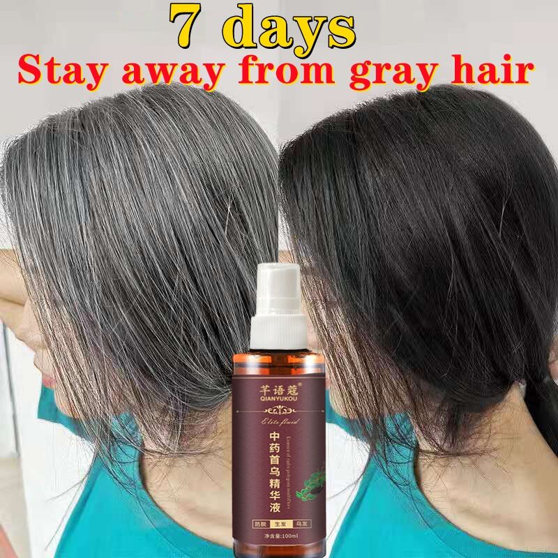 Black Hair Spray Essence of Polygonum Multiflorum Anti White Hair Loss