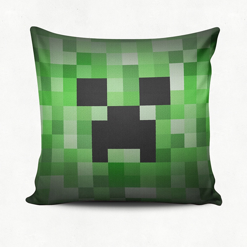 45*45cm Minecrafted Creeper 3D Printed Pillow Case Cartoon Cube Pixel ...