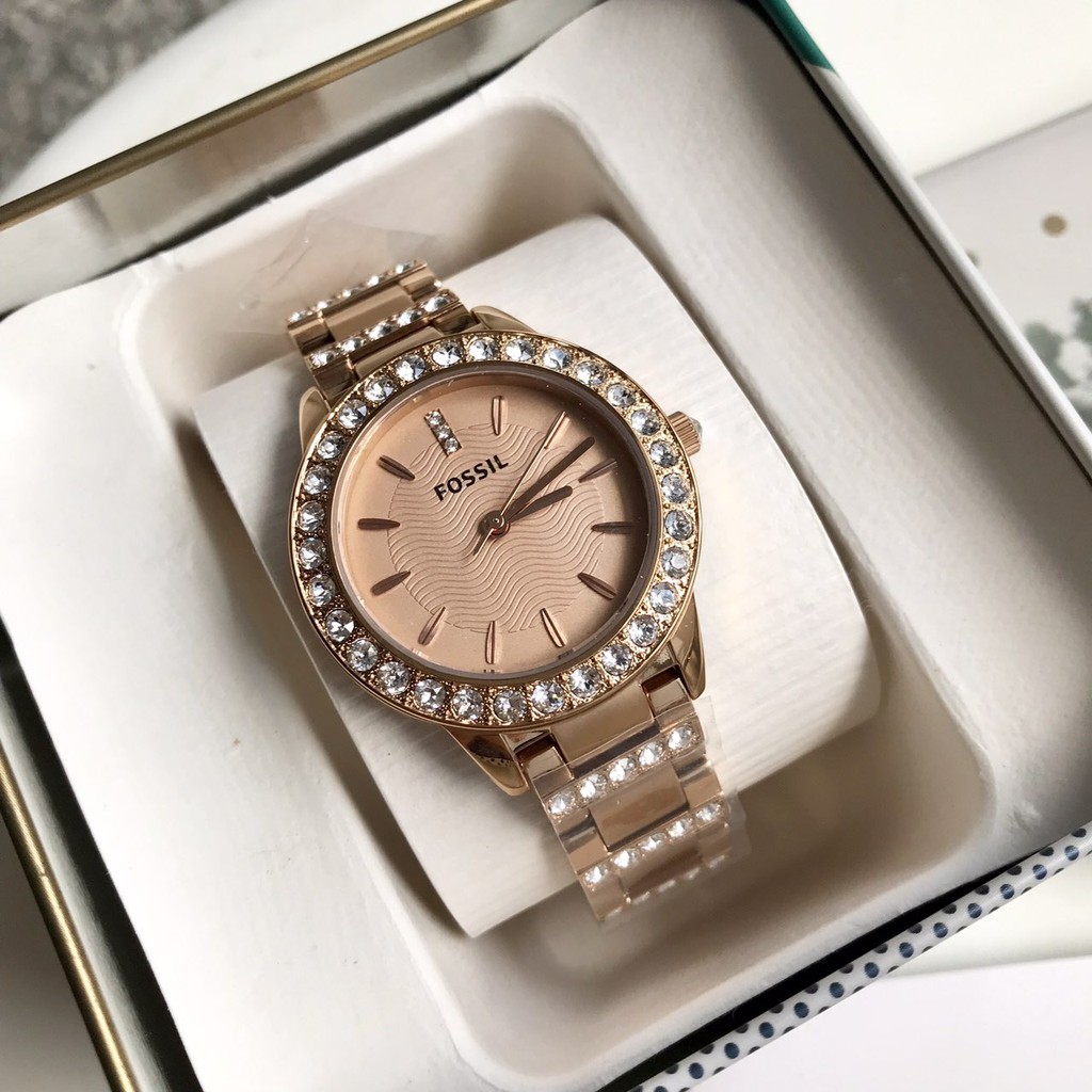 Fossil jesse analog rose gold best sale