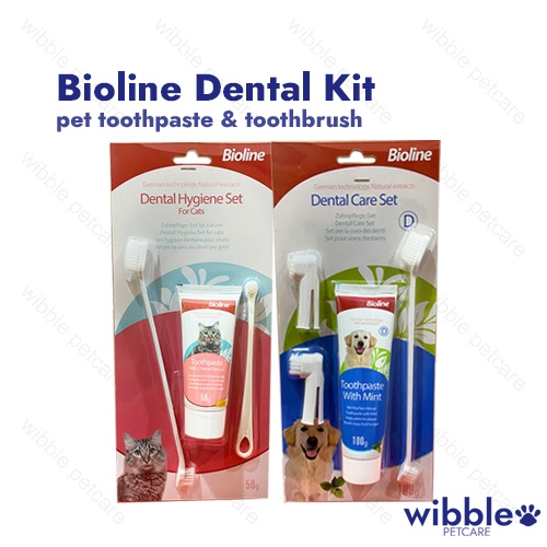 Bioline Cat, Dog Dental Hygiene Set Toothpaste, Pet Toothbrush