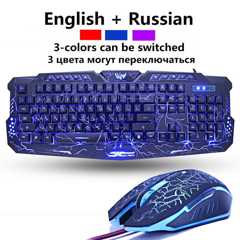 M200 Purple/Blue/Red LED Breathing Backlight Pro Gaming Keyboard Mouse ...