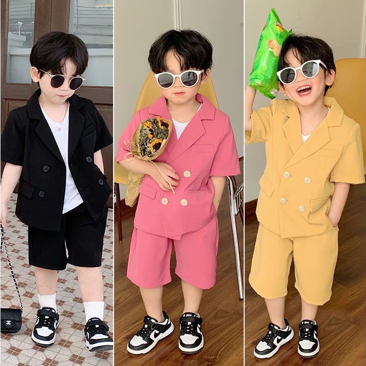 Kids Boy Suit Blazer Pants Attire Set Baby Formal Tuxedo Outfit