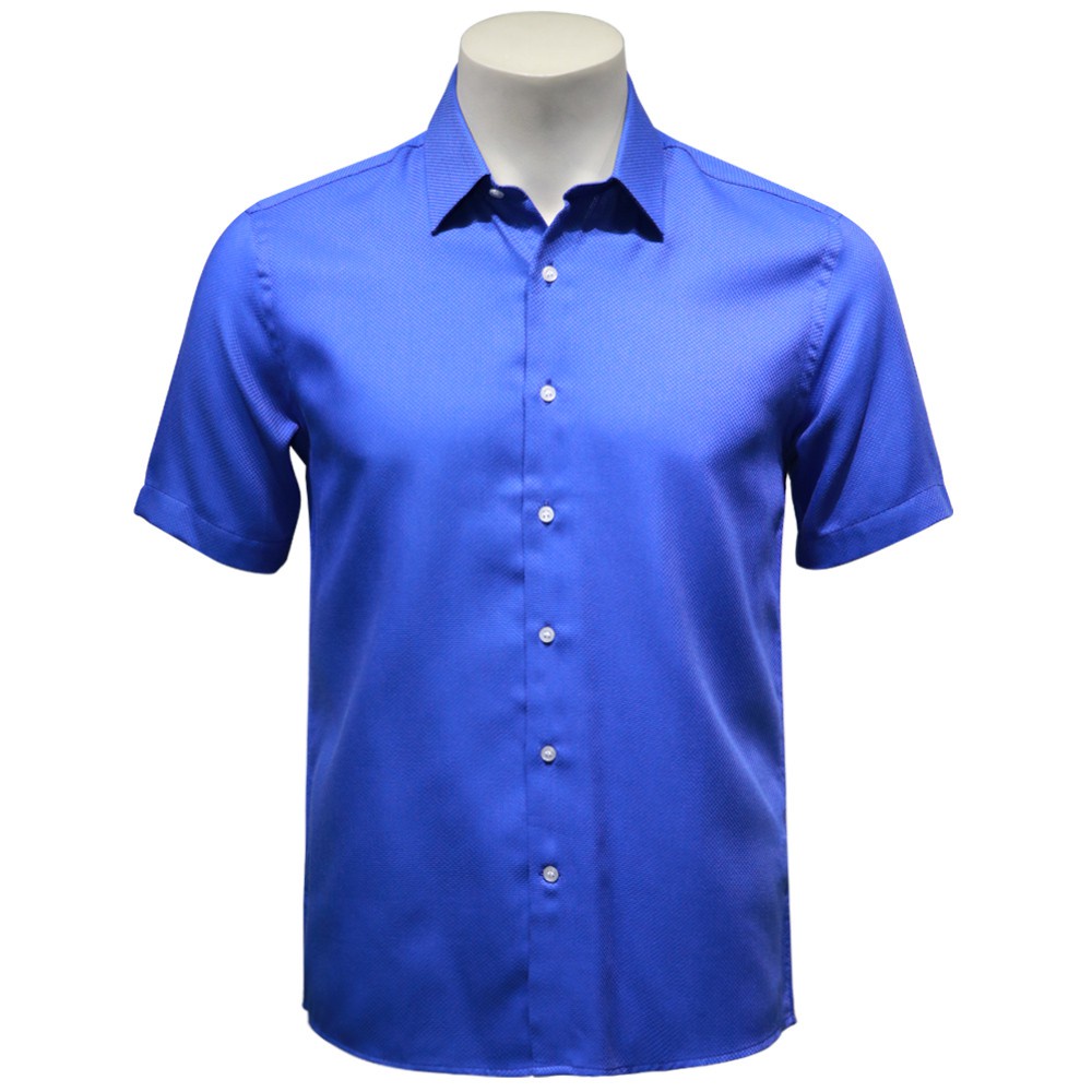 Sahara Men's Slim Fit Patterned Short Sleeves Shirt W/ Basic Collar (Blue) Shopee Philippines