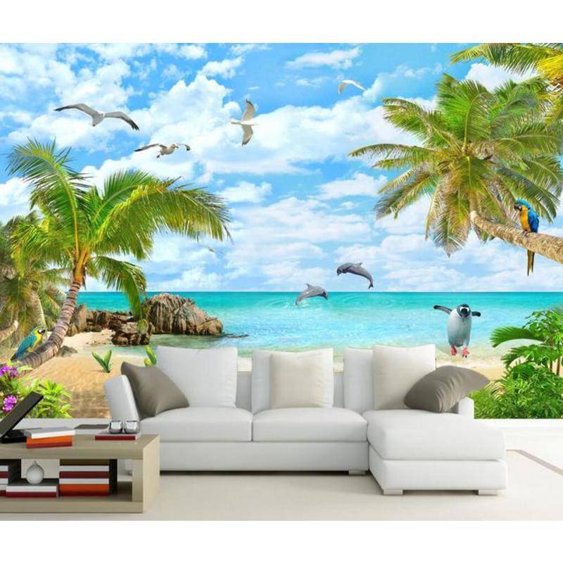Custom Photo Wallpaper 3d Wallpaper Sea Palm Beach Island Travel TV ...