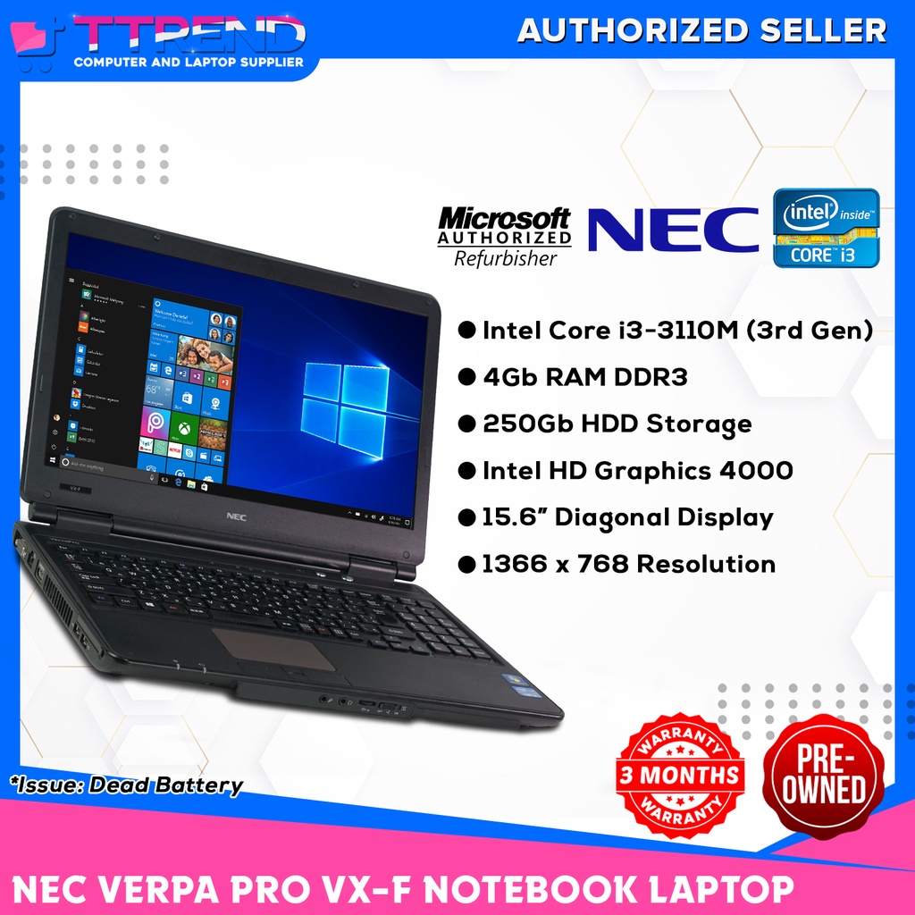 NEC Laptop | Intel Core i3 3rdGEN 4GB RAM 250GB HDD | USED LAPTOP | TTREND  | Shopee Philippines