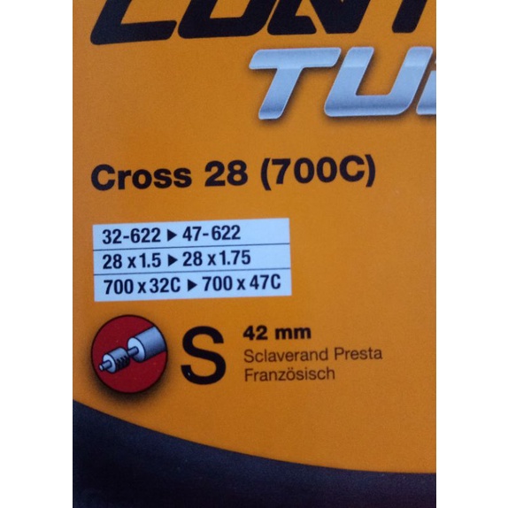 CONTINENTAL INNER TUBE CROSS 28 700C 42mm 700X32C 700X 47C Shopee Philippines