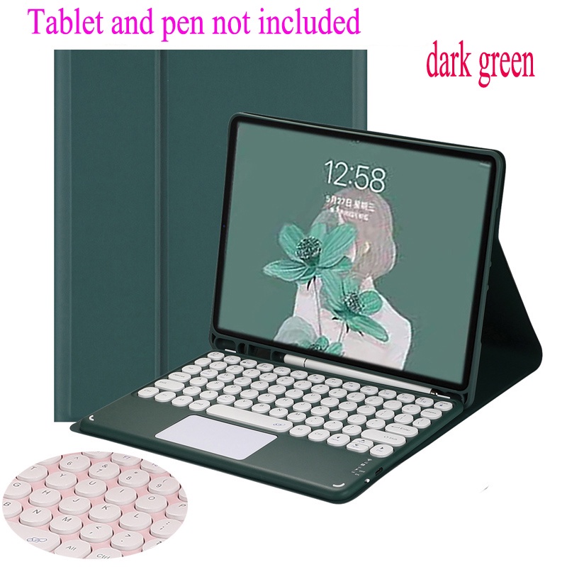 Case with Touch pad Keyboard For Samsung Galaxy Tab S6 Lite A8 S9 A9+ S7+ S8+ S9 FE+ S7 FE Round