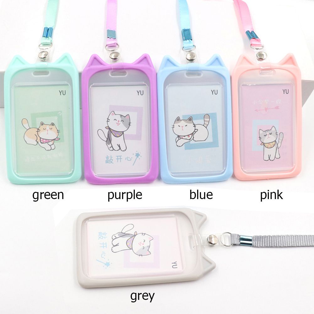 Cute Card Holder Cartoon Cat Bus Card Case ID Card Sleeve Retractable