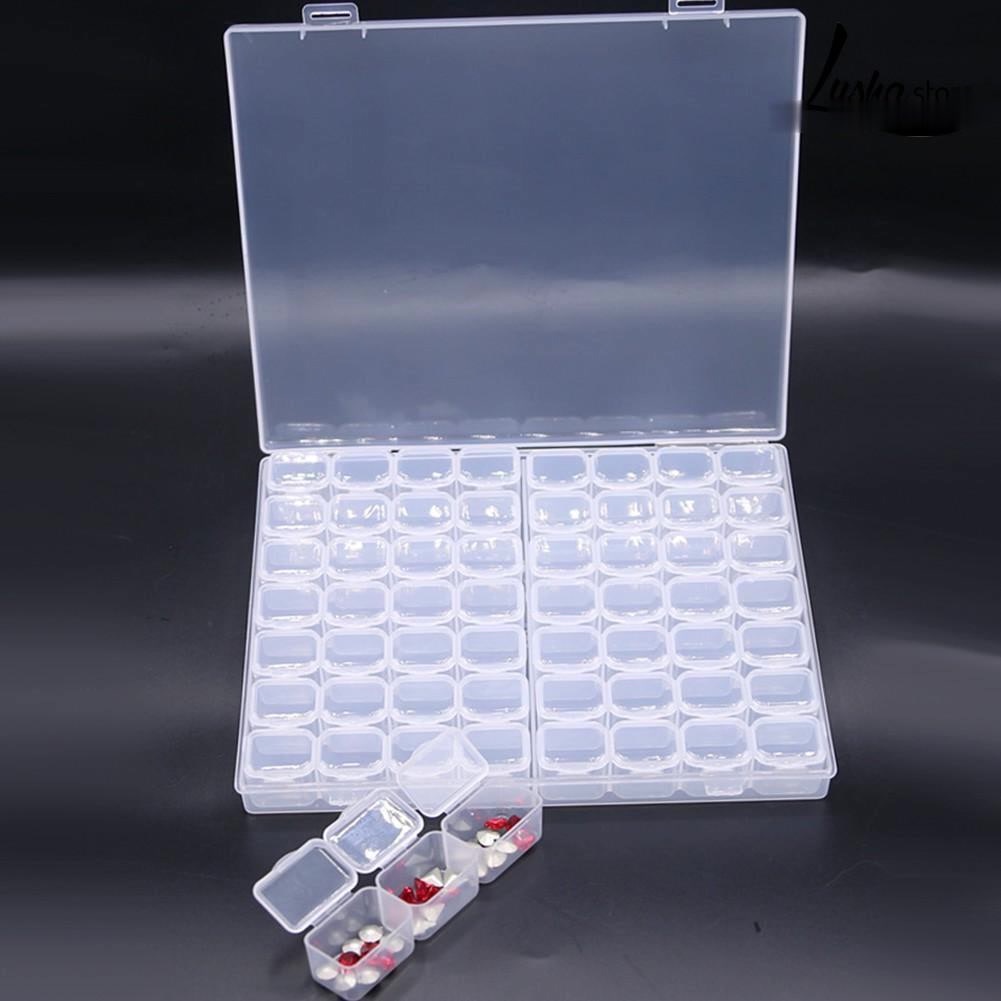 56 grid transparent storage box jewelry nail tool box with lid display ...