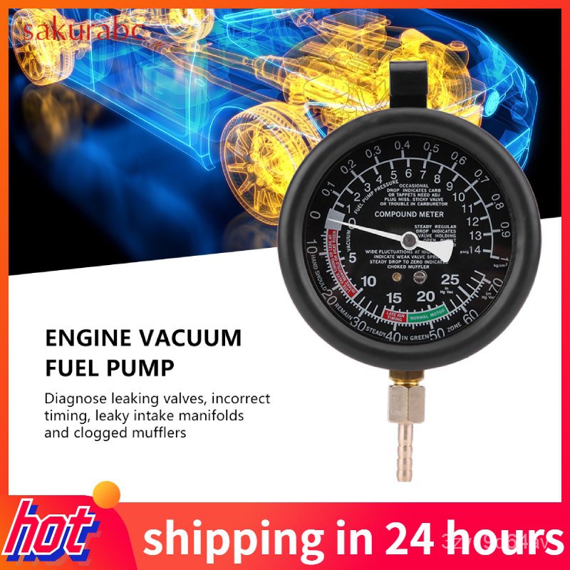 Car Engine Vacuum Fuel Pump & Vacuum Tester Kit Gauge Leakage