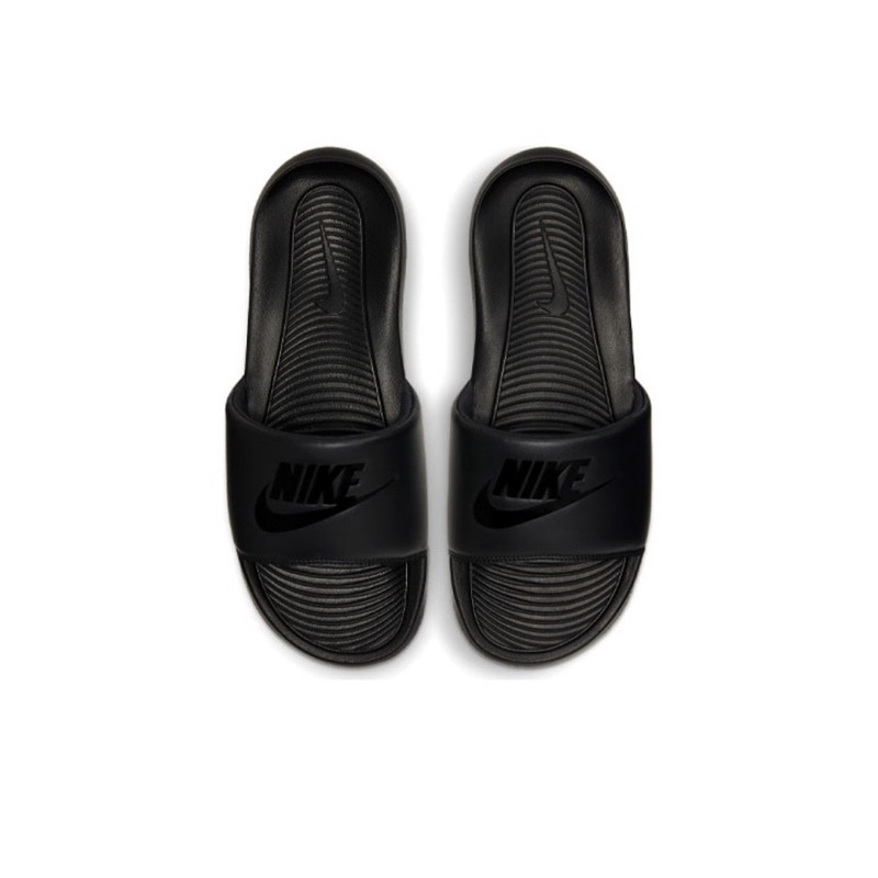 Plain black nike slides sale