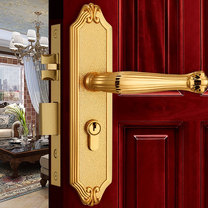 Villa Brass Gate Lock European Golden Front Door Locks Modern Wood Door ...