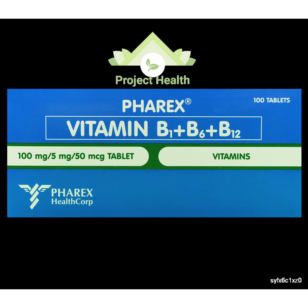 PHAREX Vitamin B Complex B1 + B6 + B12 1 box = 100 tablets