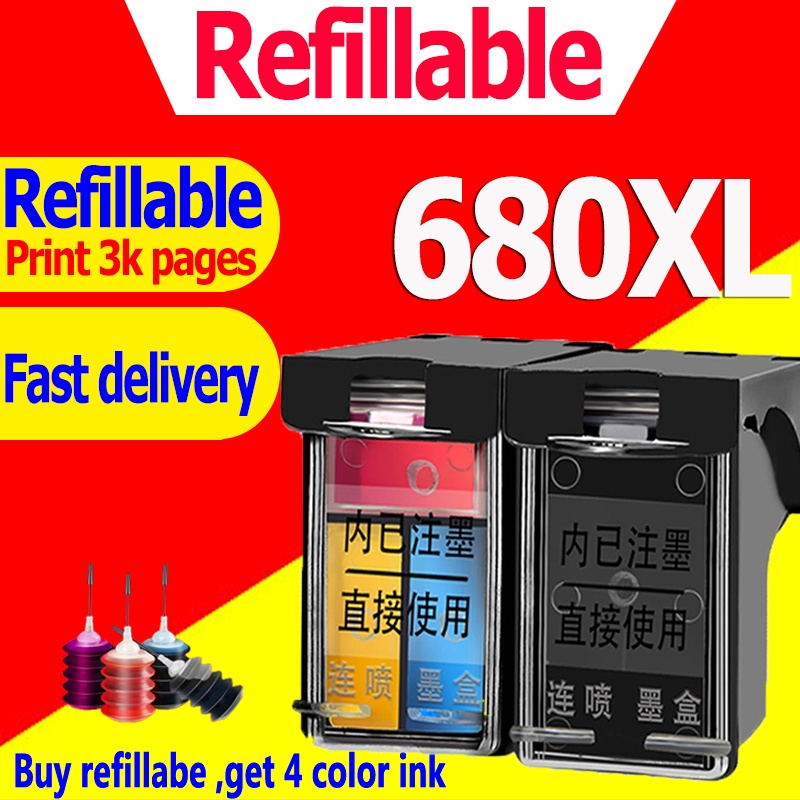 Compatible 680 ink HP680 680XL black HP680XL refillable ink cartridge ...