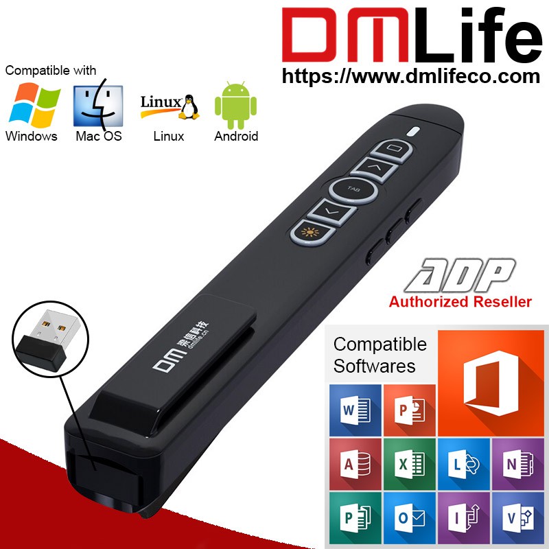 DM Life PT001 Multi-Function Wireless Laser Pen w/ 20m Wireless Range ...