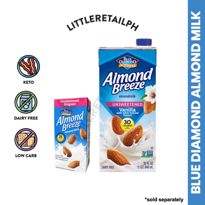 Keto/Low Carb Almond Milk Blue Diamond Almond Breeze Unsweetened