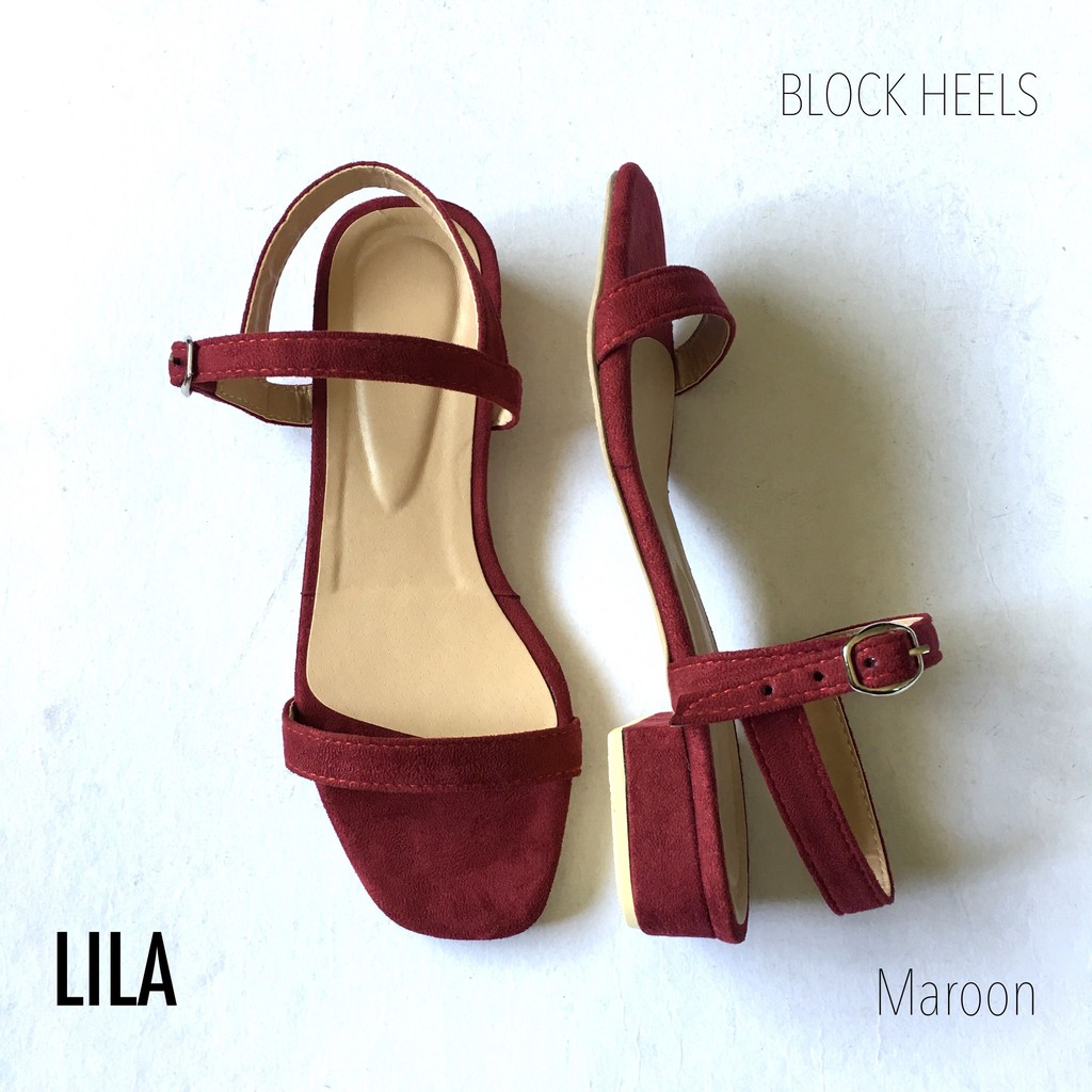 Maroon block clearance heels