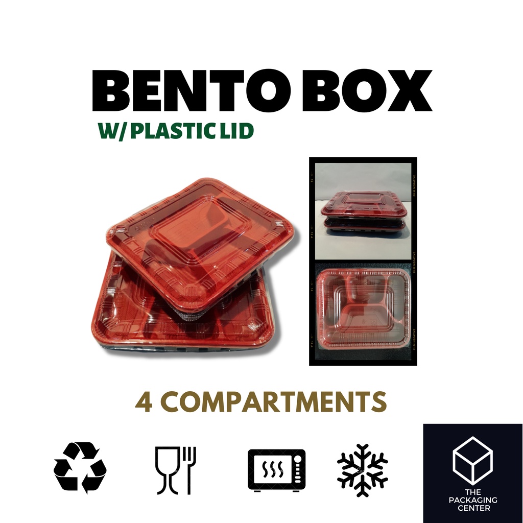 1 / 2 / 3 / 4 / 5 Compartment Bento Box Trays w/ Plastic Lid (Set) 10 ...