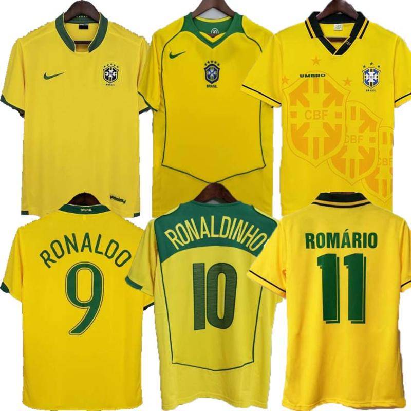 Brazil Vintage Jersey 1994 2004 2006 Home High Quality Men's Football