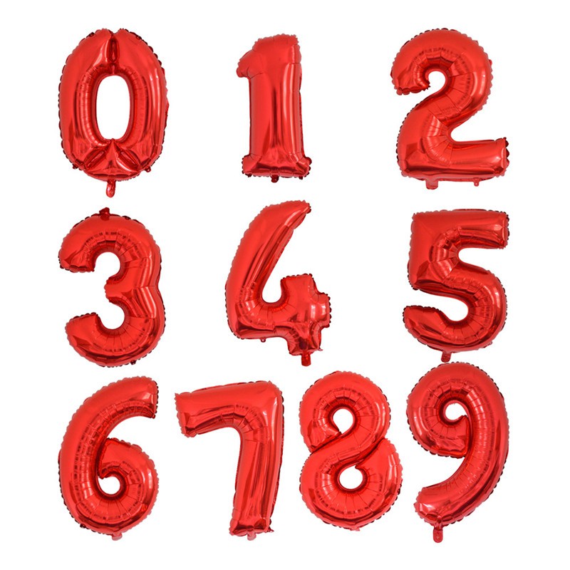 Large 32inch Foil Balloons Red Black Figures 0123456789 Number Balloon ...