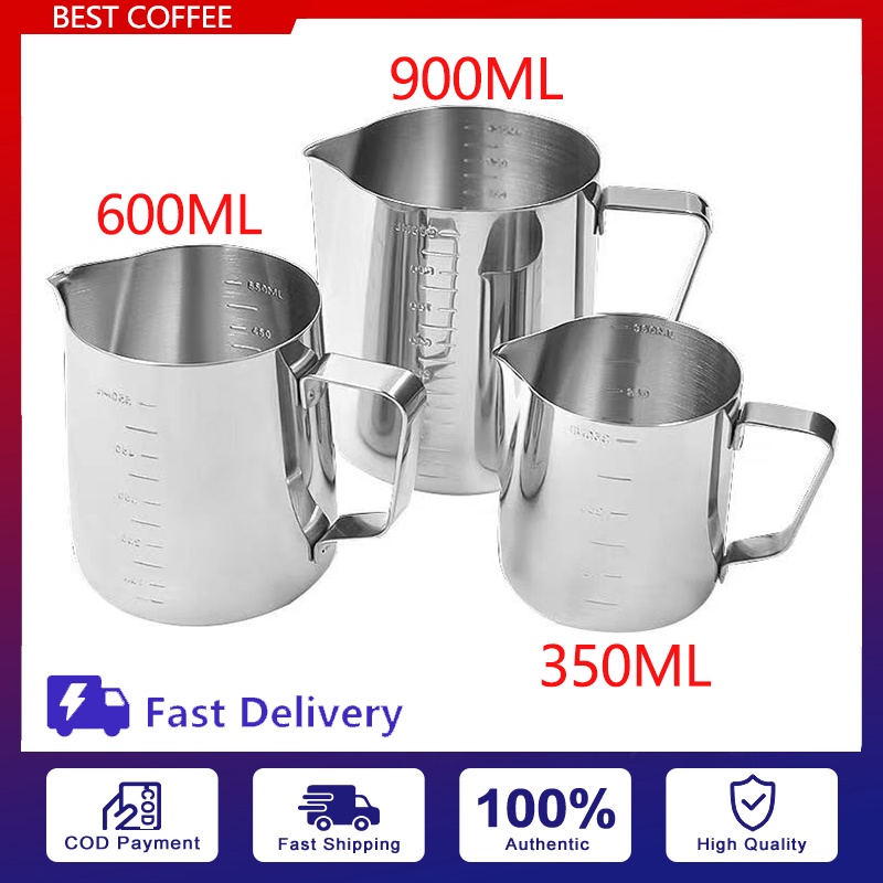 COD 350ml/600ml Stainless Steel Frothing Pitcher Pull Flower Cup