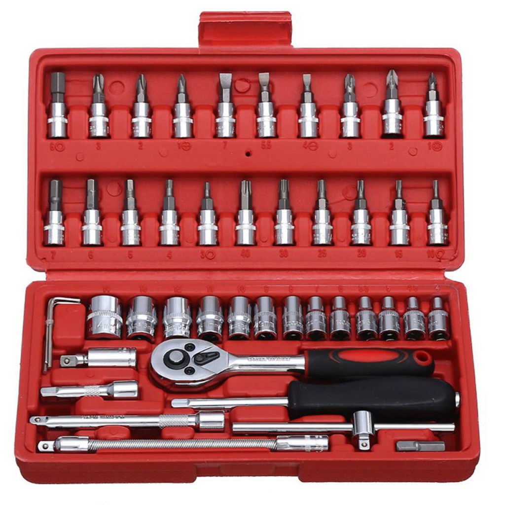 46pcs/set Tool Box Car Motorcycle Repair Set Hand Tools Home Service