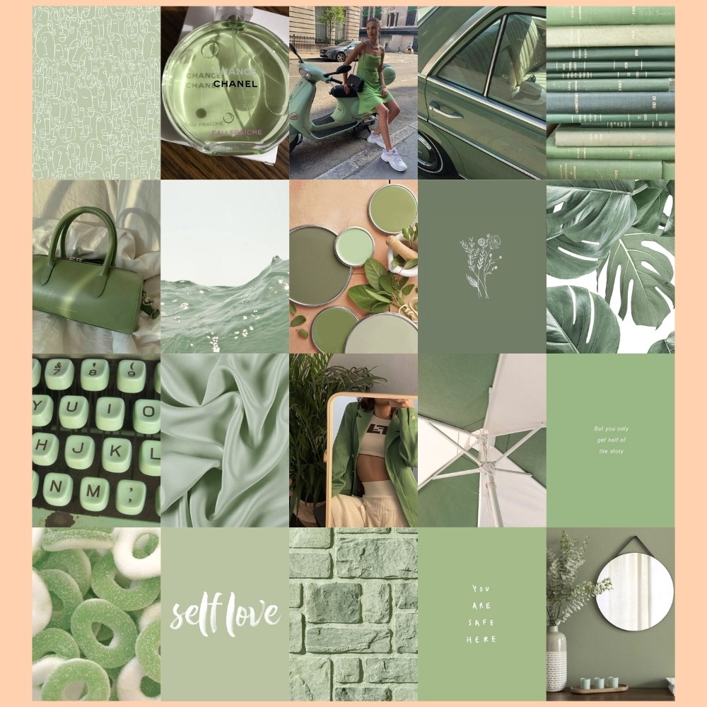 Sage Green Aesthetic Wall Collage Set | Shopee Philippines
