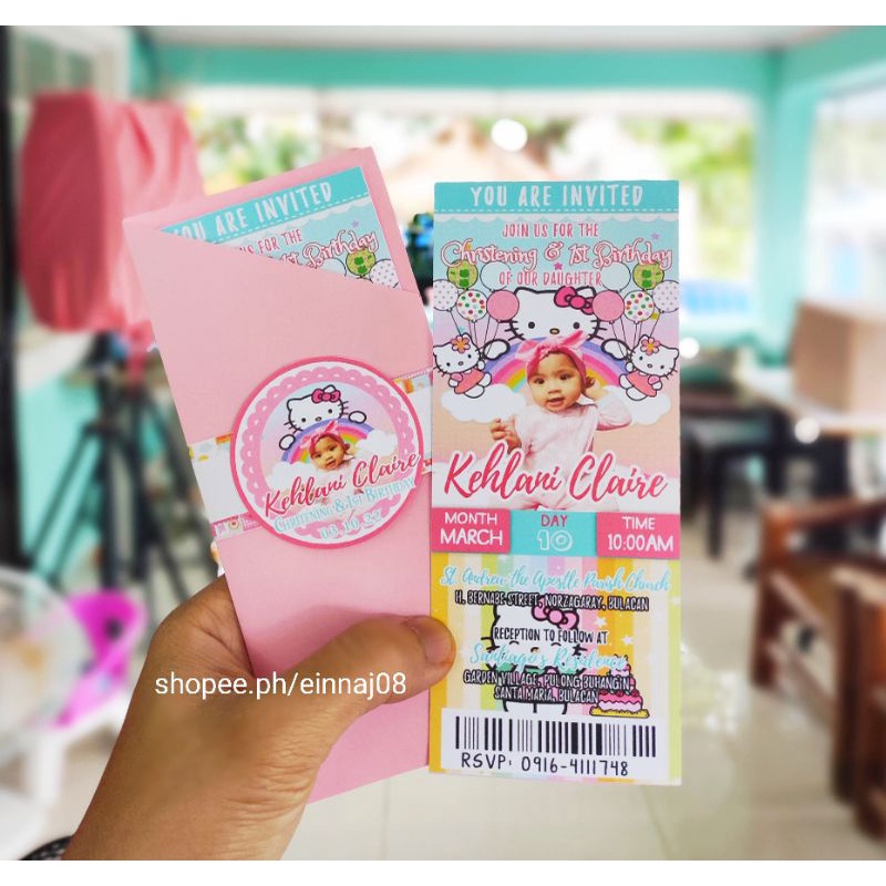 Hello Kitty Ticket Invitation for Christening and Birthdays | Shopee ...
