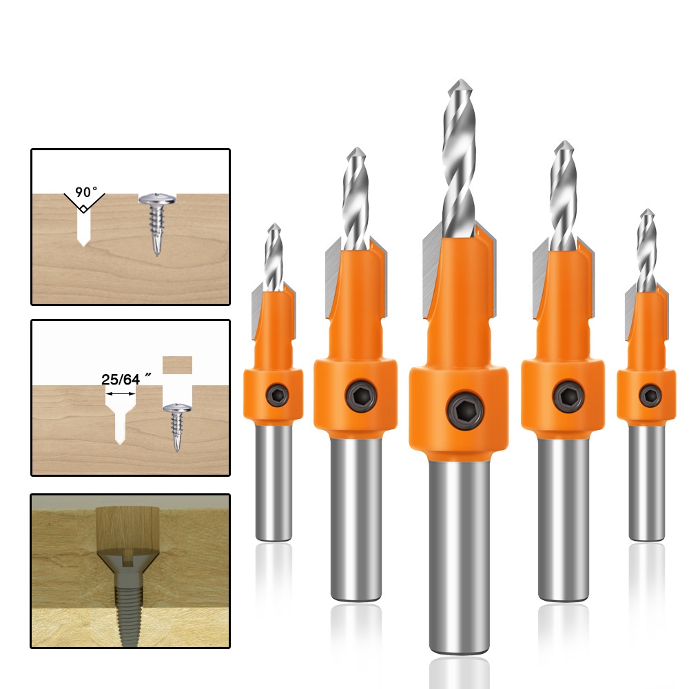 HSS Woodworking Countersink Router Bit Set Screw Extractor Remon ...