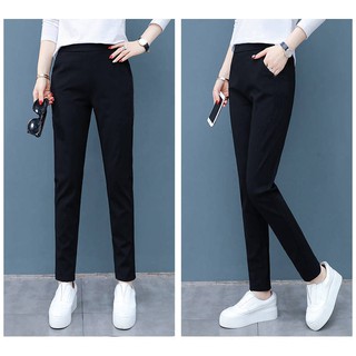 Women Straight Leg Pants Stretch Plus Size Black Sports Long Pocket Pants