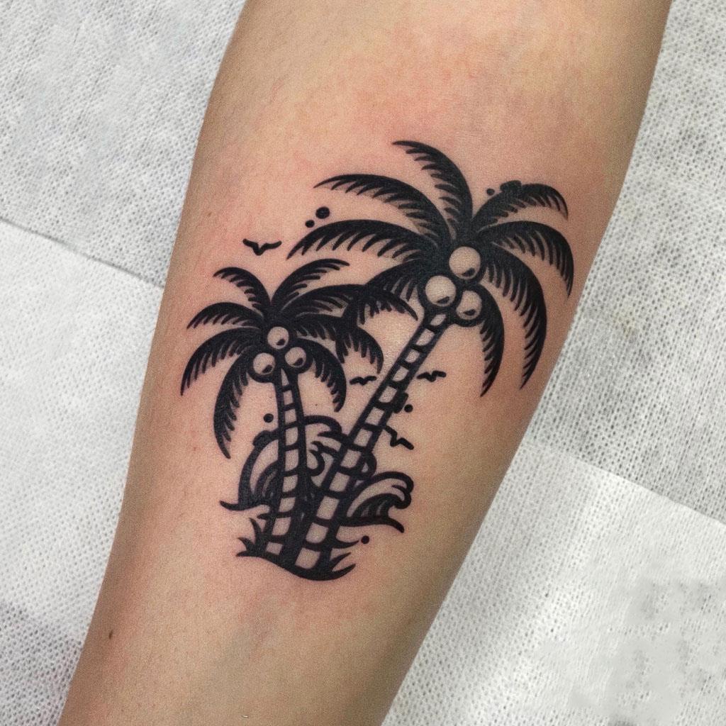 Coconut tree tattoos stick to ankles and wrists lasting ins society ...