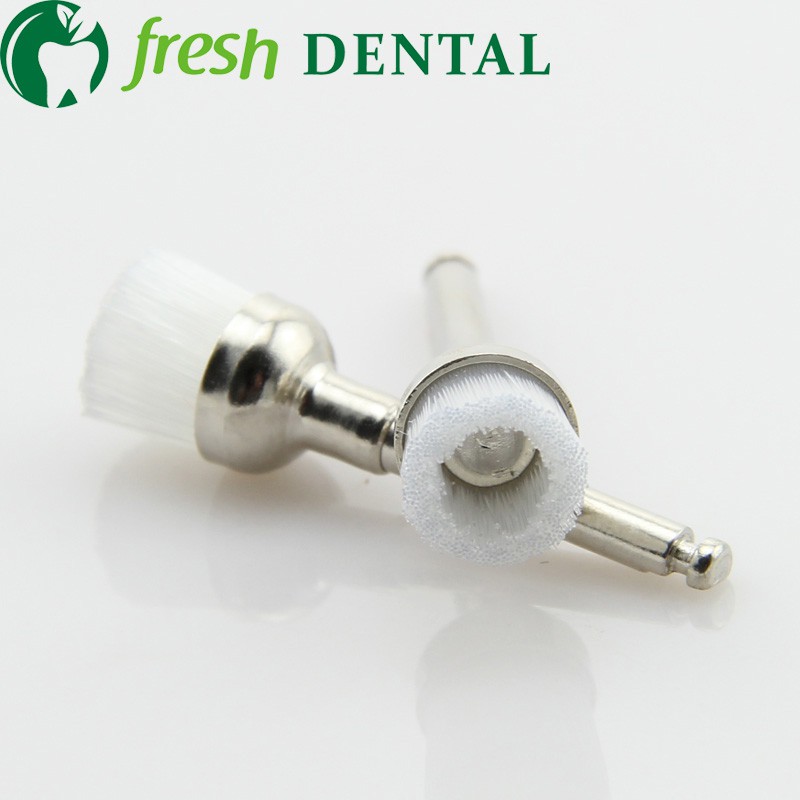 100PCS Dental Polishing Brush Latch style flat bowl white nylon prophy