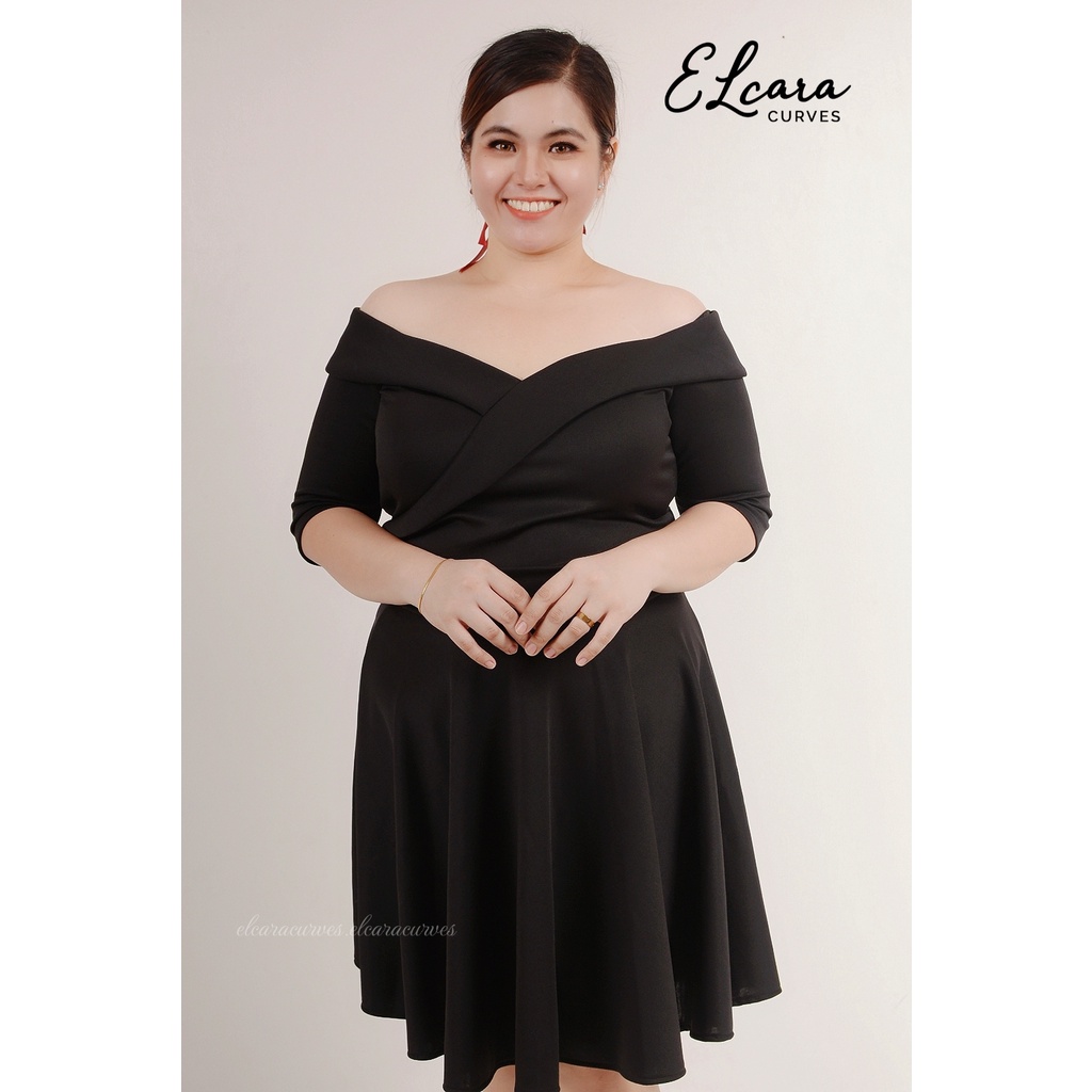 Penelope Off Shoulder 3 4 Sleeve Plus Size Dress Shopee Philippines