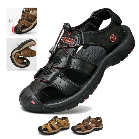 MR.BINBEITIME Lowest price Guarantee Men outdoor sport sandals cowhide ...