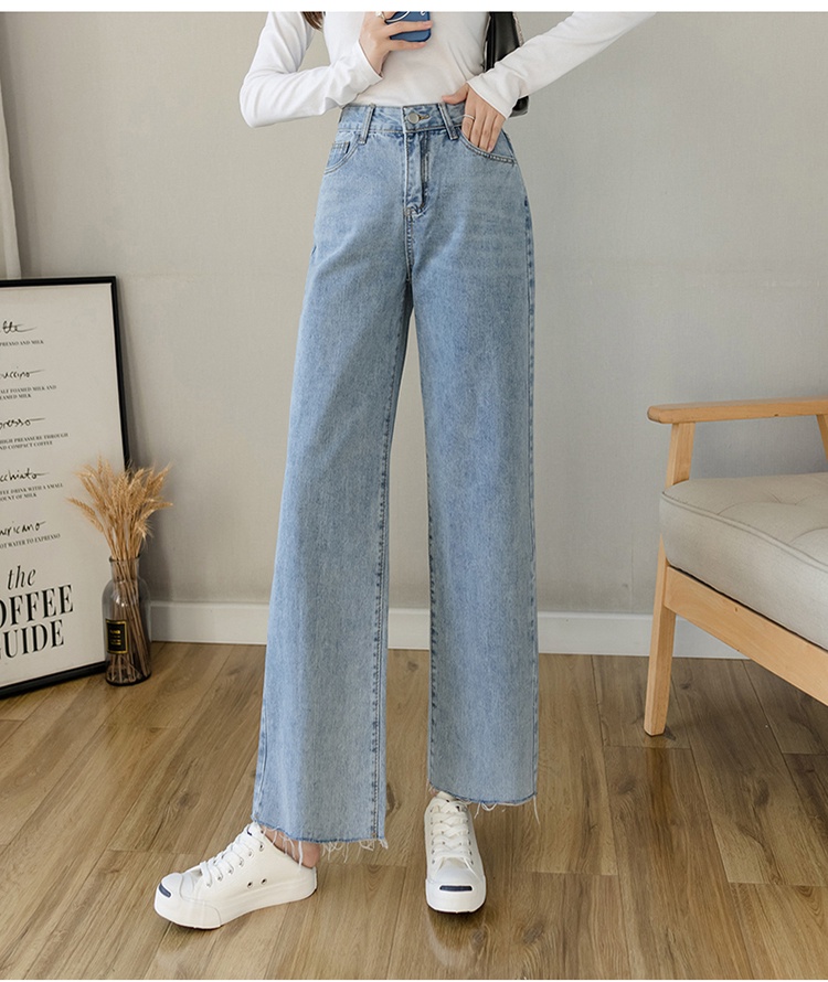 1-KHE Women's Jeans Fashion Straight Casual Boyfriend Jeans Wide Leg ...