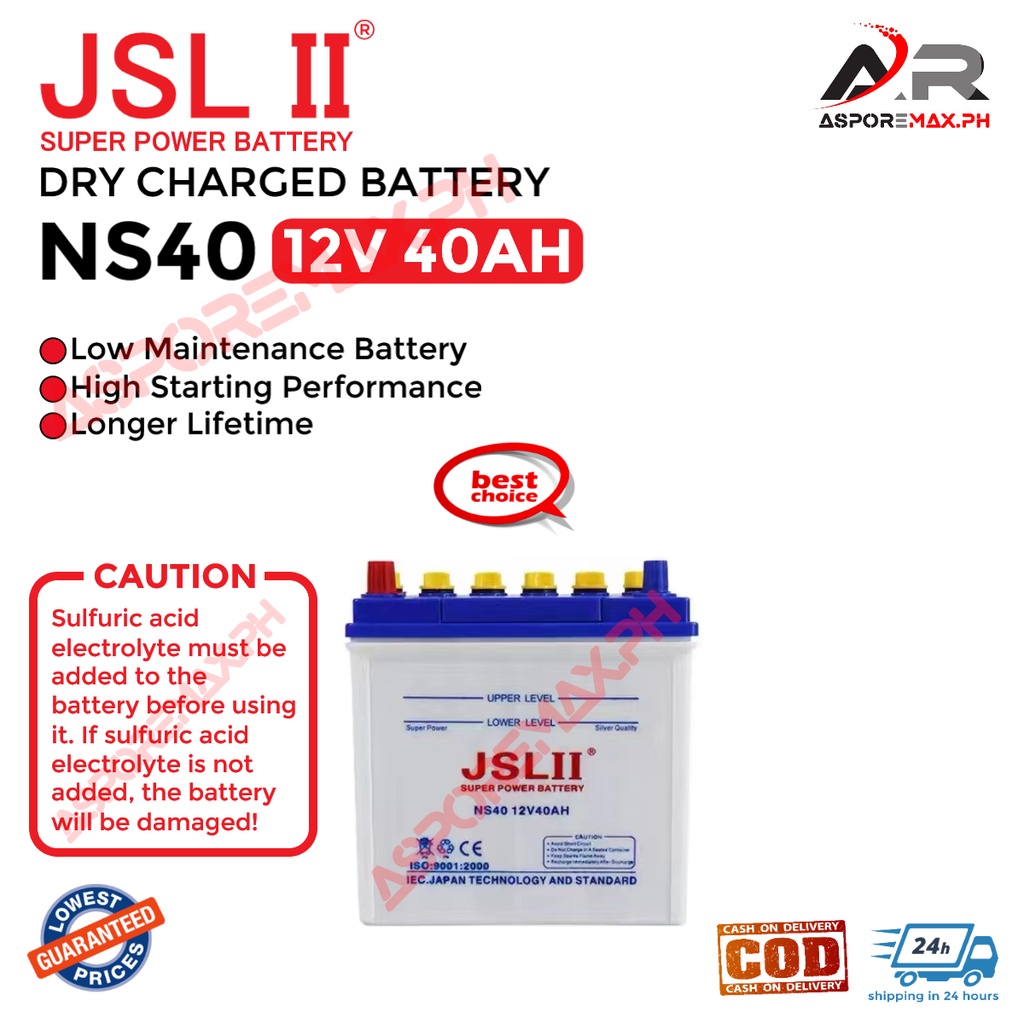 JSL II Brand Dry Charged Battery 12V 40AH FOR SOLAR SET UP Battery NS40 ...