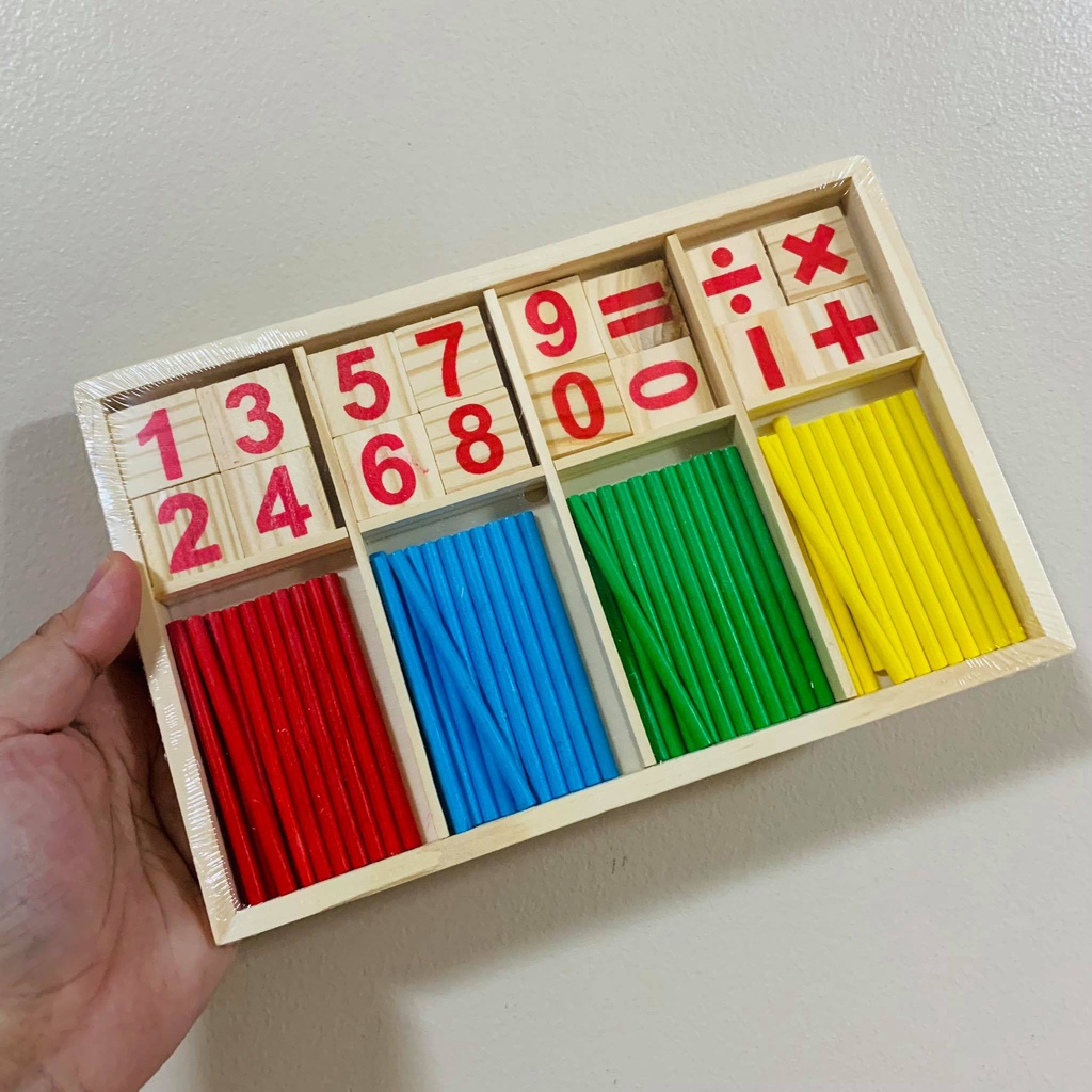 Wooden Mathematics Counting and Operations Math Manipulatives Colored