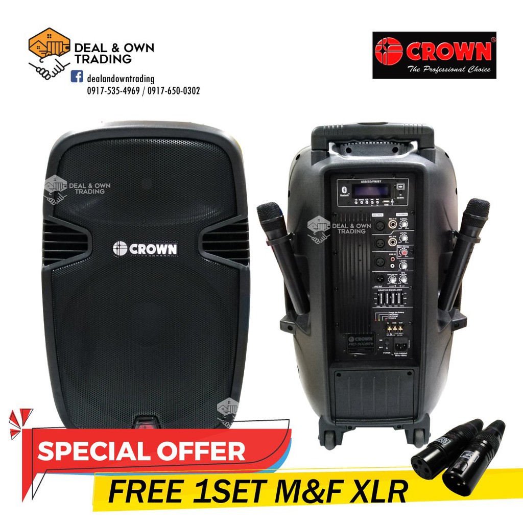 Crown Pro 5008r Plus 15 2 Way 480w Powered Speaker With Bt Usb Sd And2 Wireless Mic Shopee