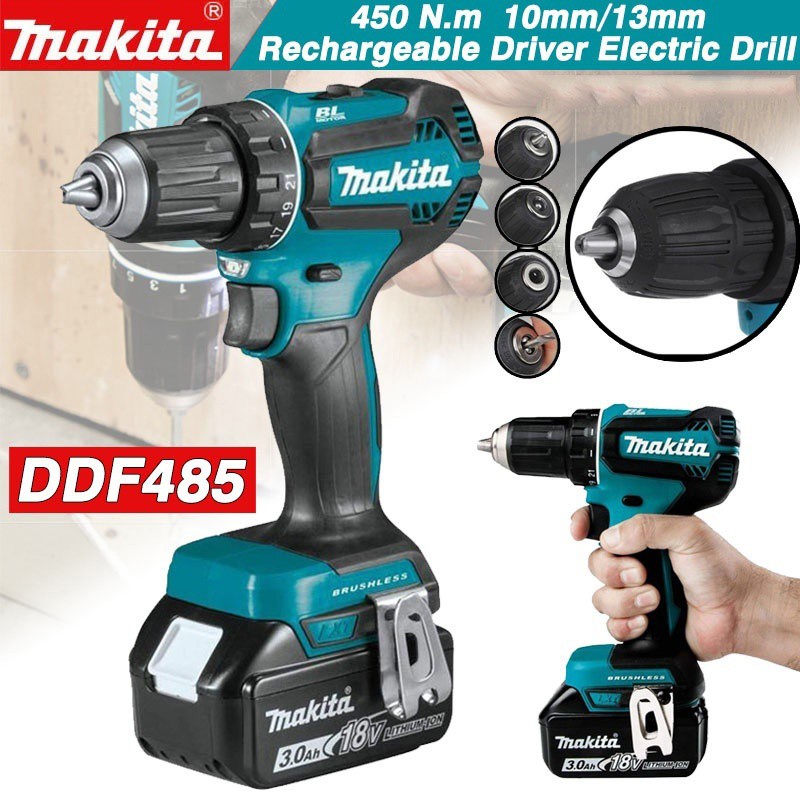 2021Top Quality Makita DDF485 18V Rechargeable Impact Driver Electric Drill Power Tool 450 N.m