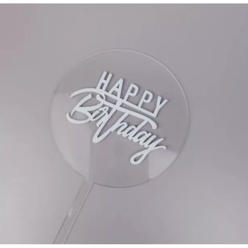 Clear Acrylic Round Shaped Happy birthday Cake Topper | Shopee Philippines