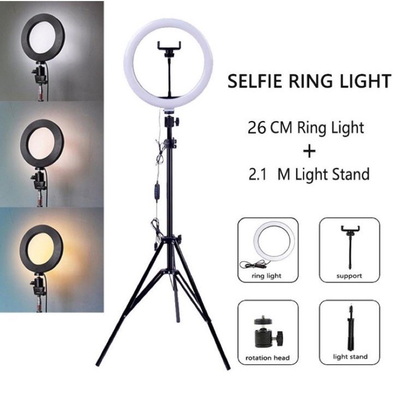 Linshun 26CM Ring Light with tripod stand for Photo Studio  Photography Dimmable light live