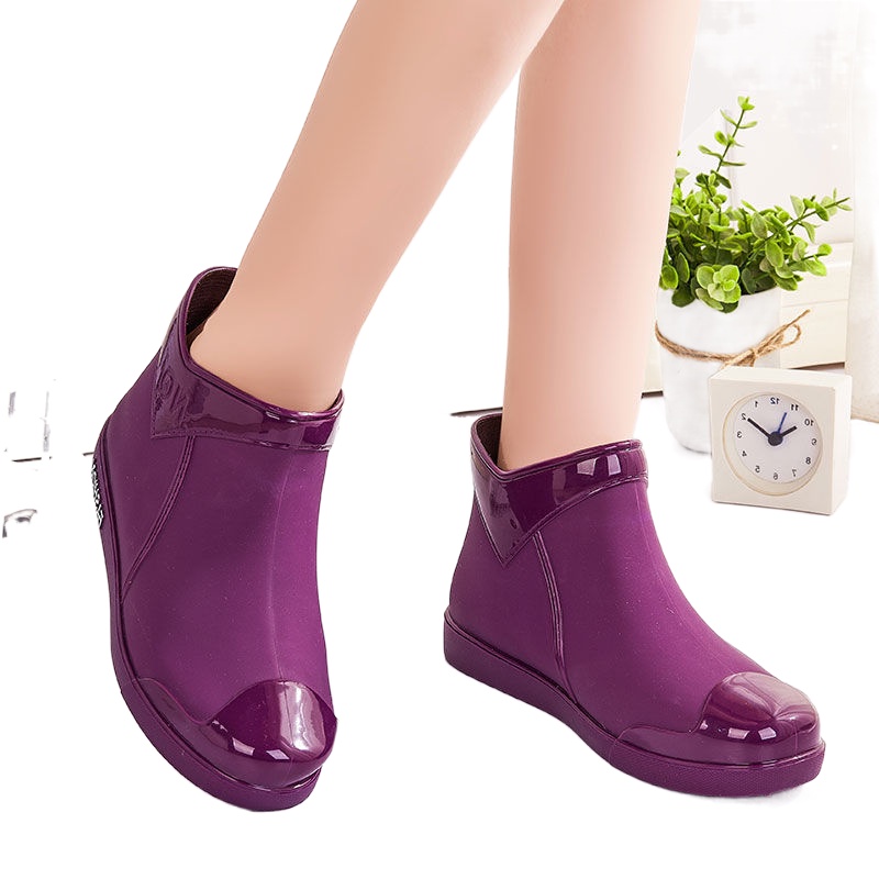 Maikling barrel rain boots pambabaeng fashion trend pangadulto na