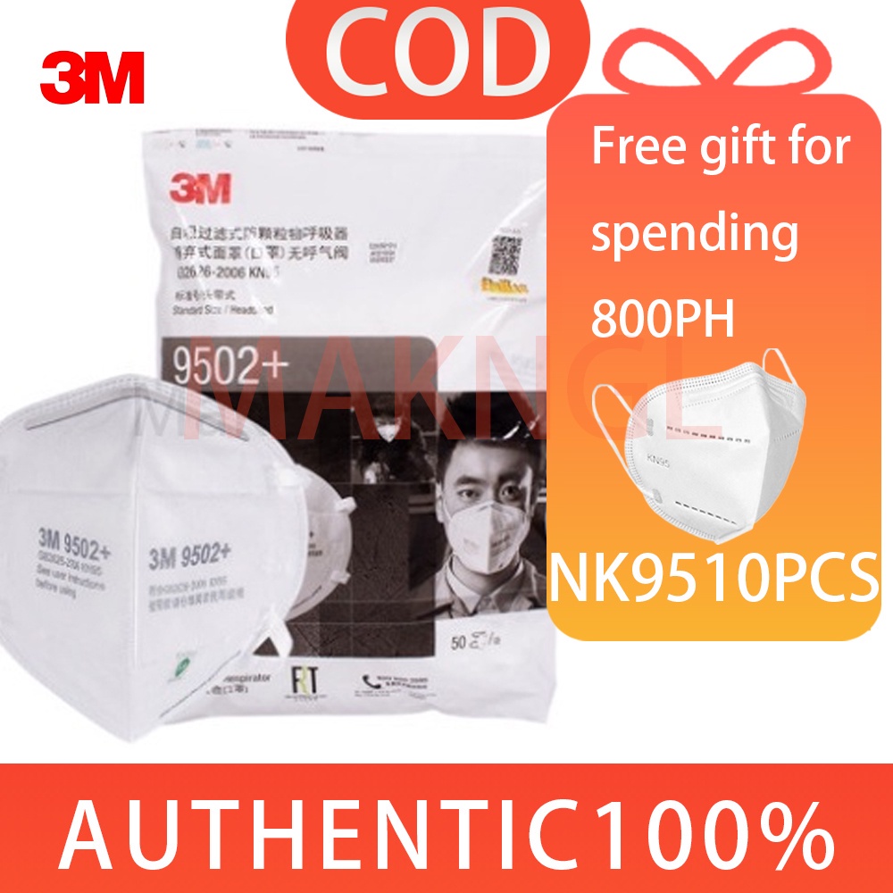 3M 9502+ N95 Particulate Respirators (Headband, No Valve) CDC NIOSH