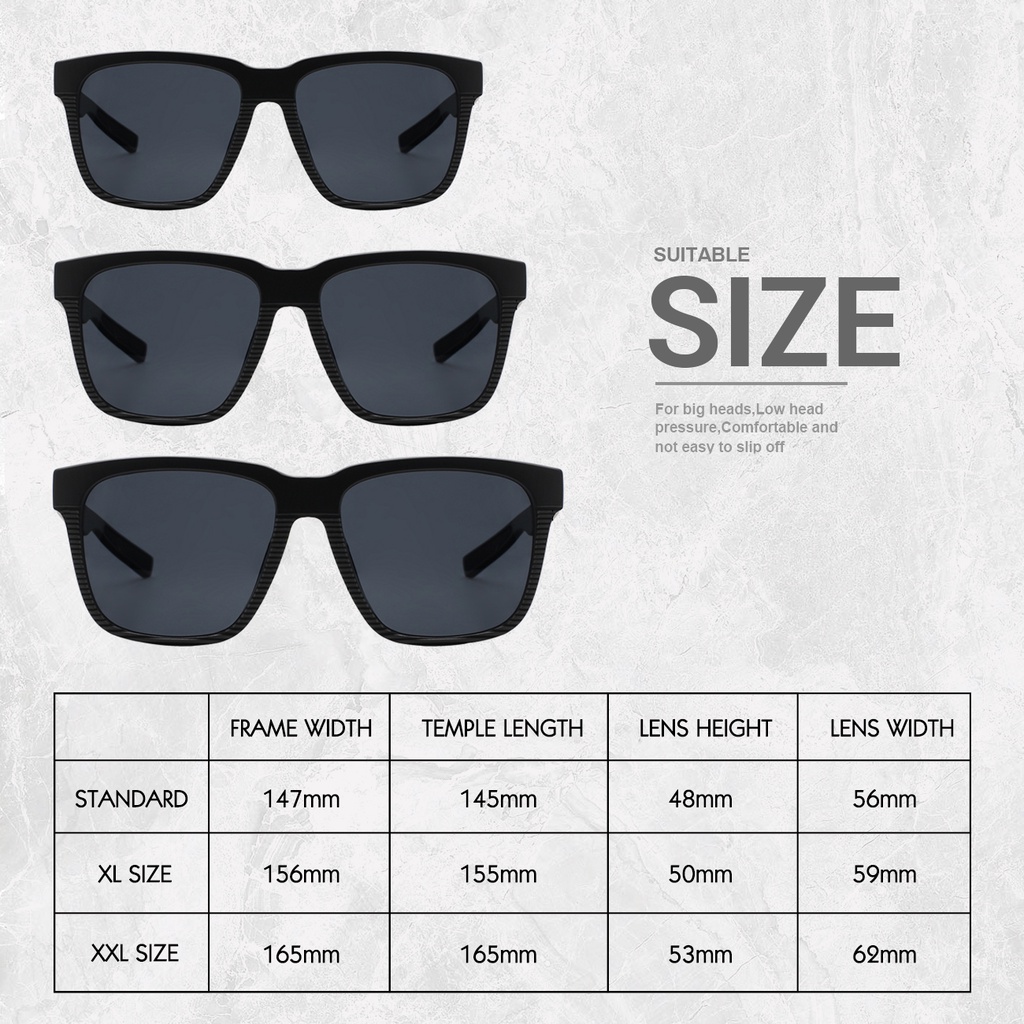 JULI Square Oversized Polarized Sunglasses for Big Heads Men Retro Vintage XXL Super big