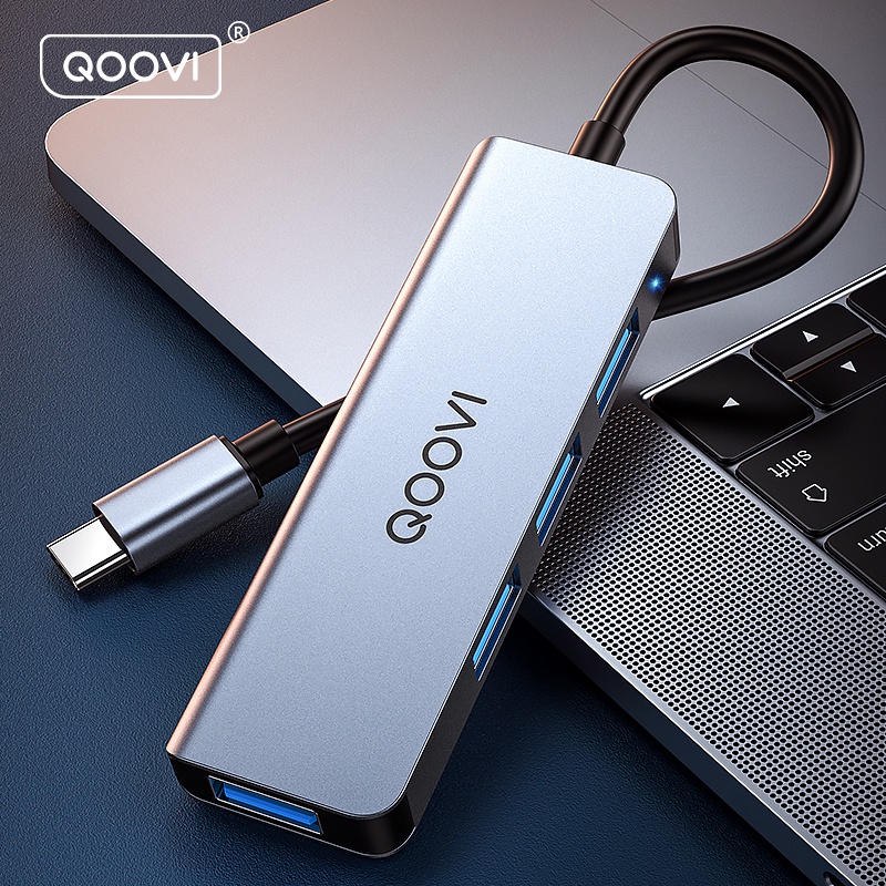QOOVI Usb C Hub 4 Port 3.0 Adapter Dock Data Transmission Convertor For ...