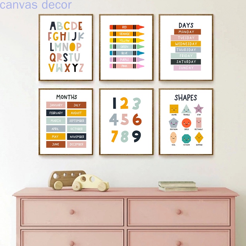 Canvas Painting Kids Education Wall Art Poster and Colorful Alphabet ...