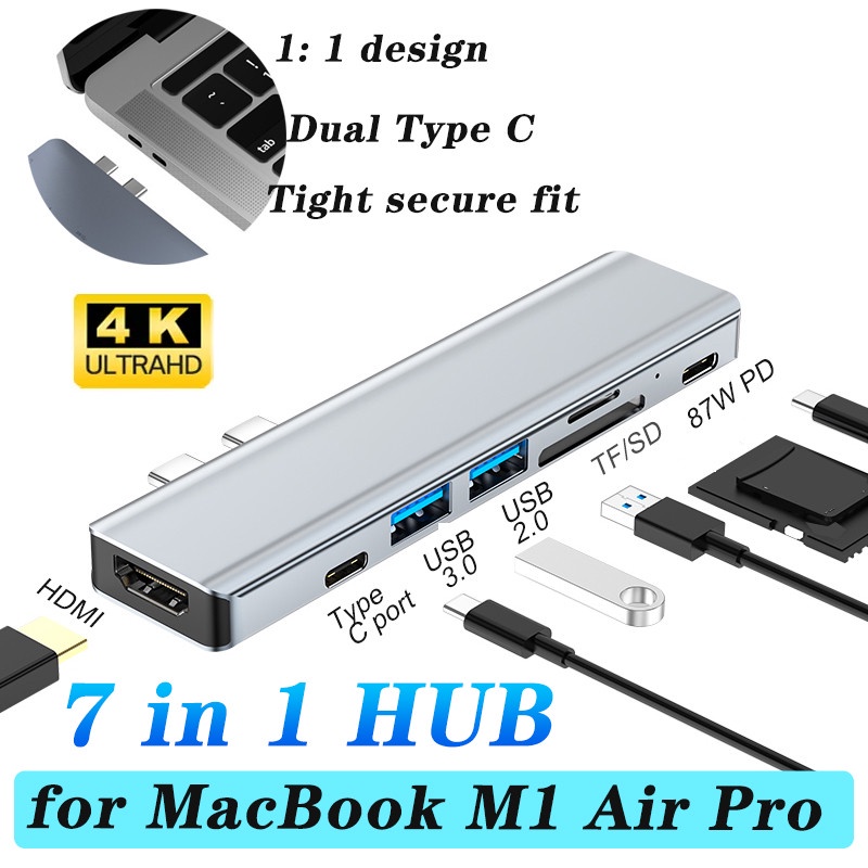 7 In 1 USB 3.0 TypeC Hub To RJ45 HDMI Adapter 4K USB 3.0 Adapter For