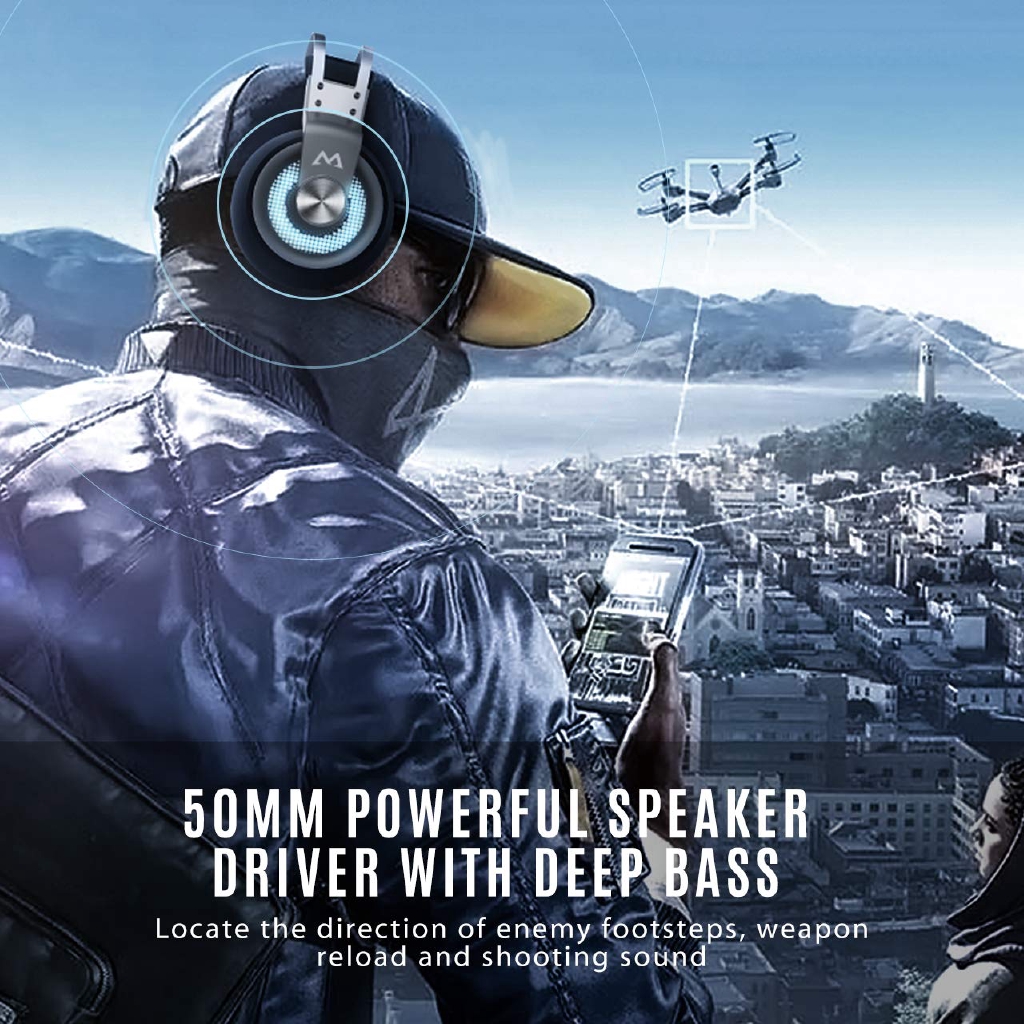 Mpow EG3 PRO Gaming Headset with Mic, 50mm Drivers, Bass Boost Surround