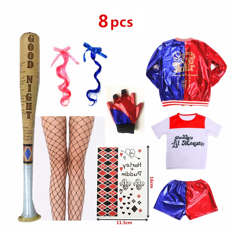 Kids Costume Ladies Halloween Costume – Full Outfit Set From Suicide Squad Party Cosplay Harley Quinn - Foto 10